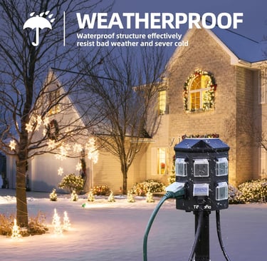 weatherproof outdoor power cord with outlets