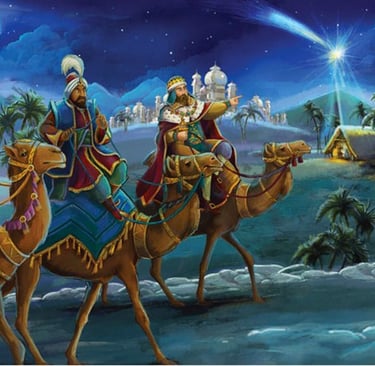 Wise Men riding on camels