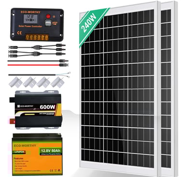 Complete solar kits and bundles for off-grid, hybrid, grid-tie, and mobile solar systems.