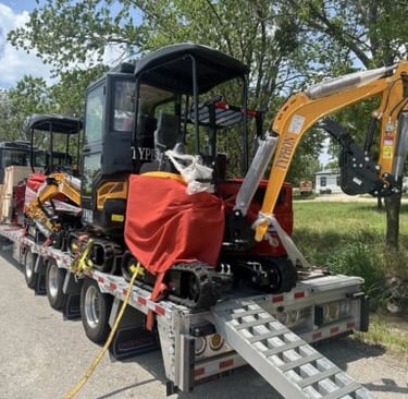 delivery of mini excavators