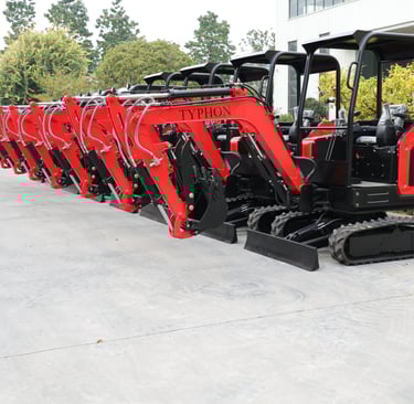 a group of TYPHON mini excavators