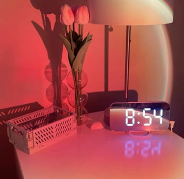 sunset lamp facing table 