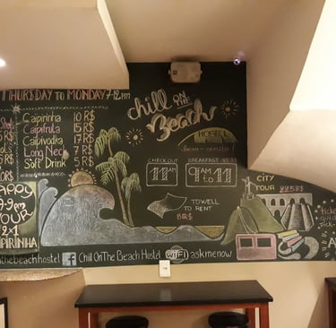 fresque tableau craie hostel brésil