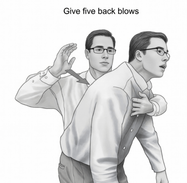 male slapping another males back with give 5 back blows written above it