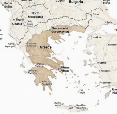 Map of Greece and surrounding countries 
