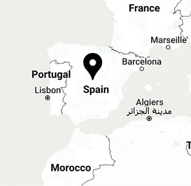 map of Spain with countries surrounding it 