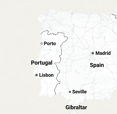 map of Portugal and main cities 