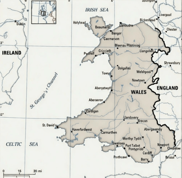 Map of wales cities and towns