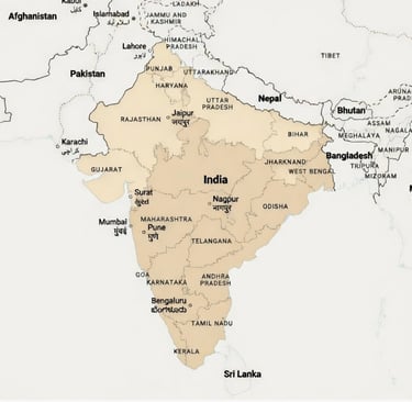 Map of India and surrounding countries 