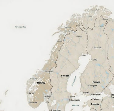 map of Norway and surrounding countries 