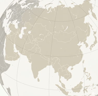Outline of Asia in beige colour
