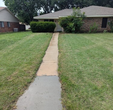 After picture of a residential side walk in Denton Tx