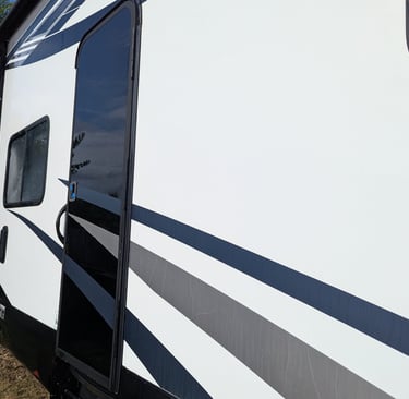 After picture of an RV soft wash we completed in Ponder Texas.