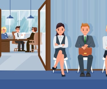 Job Interview in Progress with Candidates Waiting