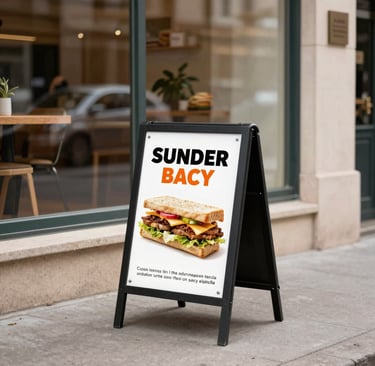 The image depicts an interior of a photo processing or printing shop. Prominent signs and advertisements adorn the counter, including a large 'NEW OFFERS' poster and branding for Kodak Express. Various smaller items and details surround the counter area, including business cards, product brochures, and sample photos. The setting has a warm, sunlight filter casting shadows across the space, highlighting the text and images.