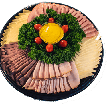 a platter of meats and cheeses