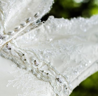 close up of wedding dress 