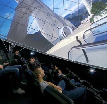 Immersive fulldome art installation in a corporate lobby for Schindler.