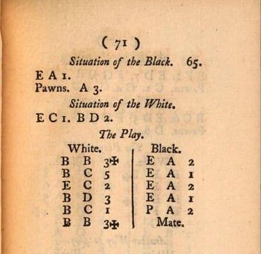 pagina do livro Essai sur le jeu des echecs, 1737 de Philipp Stamma