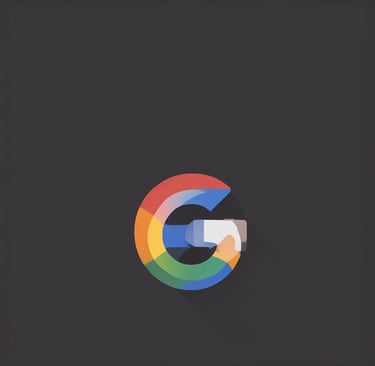 Logo de Google composé de lettres colorées en bleu, rouge, jaune et vert sur fond gris foncé.