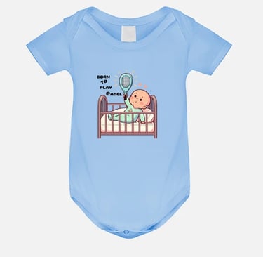 a baby's bodysuit with a tennis racket