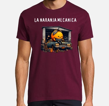 a man in a red shirt with a pumpkin on it