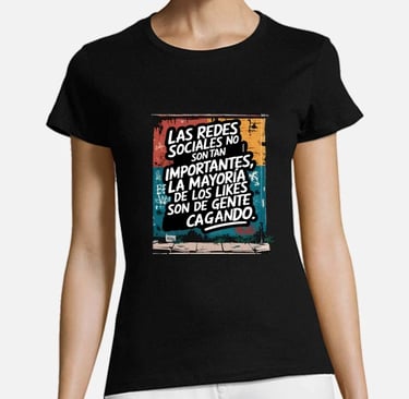 a woman wearing a black shirt with a large poster of a man in a black