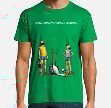 a man in a green shirt with a dog on the ground