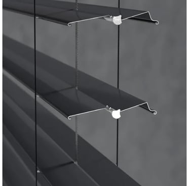 a black and white blinds with a black blind blind