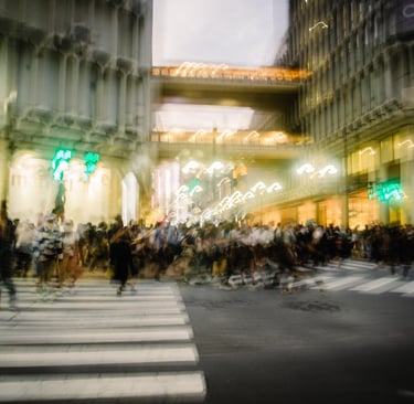 one of the busy intersections in Shibuya