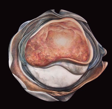 "Emergence" Colored Pencil on Hydrostone $650
