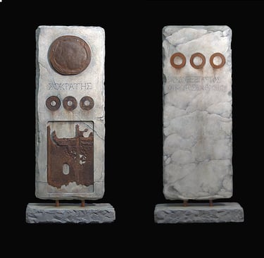 "A Stele for Socrates" Colore Pencil on Hydrostone $800