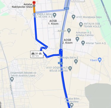Antalya Nakliyeciler Sitesi Yol Tarifi
