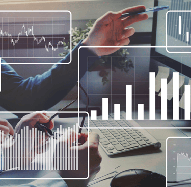 a businessman working  with data visualization charts