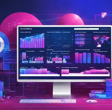 a computer monitor screen with a monitor screen displaying a chart of master data