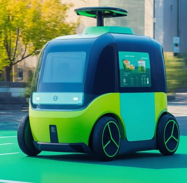 a self - driving vehicle with a television screen on the screen