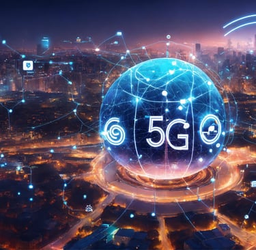 a globe with 5G technology