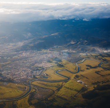 Photo taken with Ricoh GRIIIx from a plane's window flying over Bogotà
