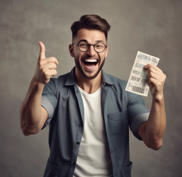 Happy lottery player