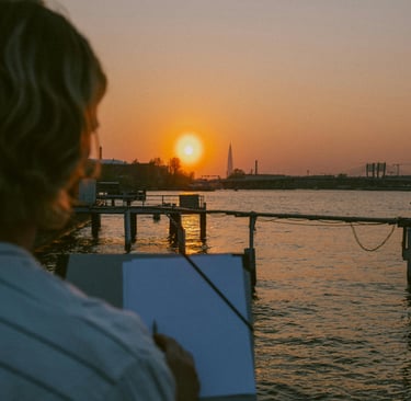 person drawing and painting outside