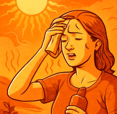 Frau die schwitzt, Arbeitsschutz im Hitzeschutz