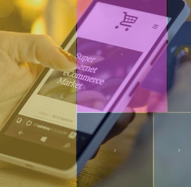A graph overlayed on an image of mobile shopping to symbolise AI in Loyalty