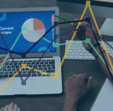 A graph overlayed on an image of laptop to symbolise AI ecommerce