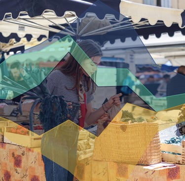 Graph overlayed on image of a women shopping symbolising AI in ecommerce