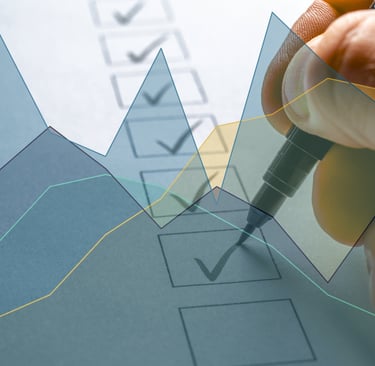 Image of a checklist overlay with a data graph to symbolise AI strategy