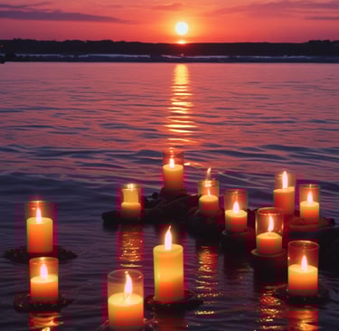 Peaceful lake scene with trees and cloudy sky.