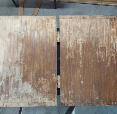 Maple dining table. Lightly scraped before sanding.