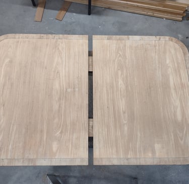 Maple dining table ready for stain matching.