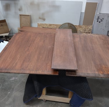 Maple dining table colors are all matched. Ready for finish.