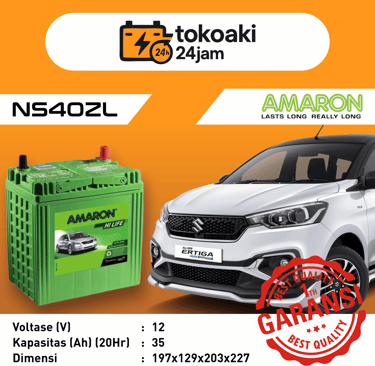 Toko Aki 24 Jam Surabaya | Jual Aki Accu Instan 24 Jam Surabaya | AMARON NS40ZL Suzuki Ertiga